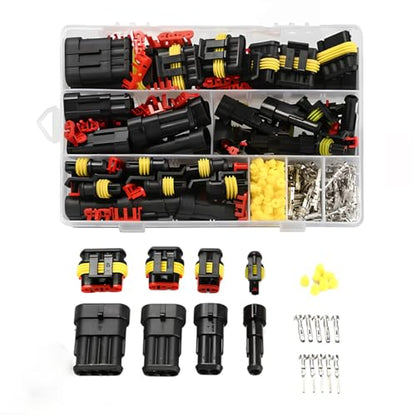 352PCS Waterproof Car Electrical Connector Terminals Kit, Automotive 1/2/3/4 Pin Male & Female Connectors, Quick Disconnect Vehicle Wire Harness Connector Plug Part for Car, Boat, Motorcycle