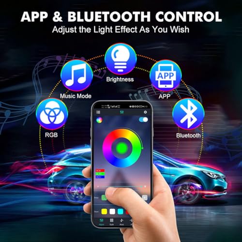 Car LED Lights,Smart Car Interior Lights with App Control,Car Atmosphere Lights,Car LED Interior Lights,Interior RGB Lights,Inside Car Lights with DIY Mode and Music Mode. - color: APP remote control
