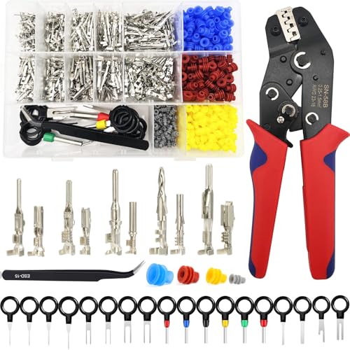859pcs Automotive Electrical Pin Terminal Connectors Kit with Crimping Tool - color: 859pcs Pin Terminals With Crimper