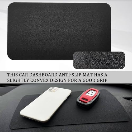 Car Dashboard Anti-Slip Mat, Car Dashboard Accessories Multifunctional Non-Slip Rubber Pad, 10.6"×5.9" Adhesive Sticky Dashboard Gripping Mat for Cell Phones, Sunglasses(Leather Texture)