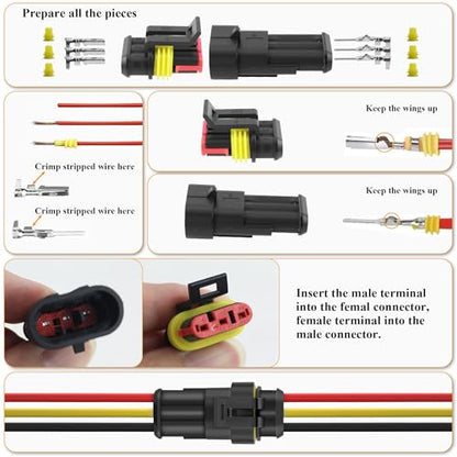 808PCS 50Sets Waterproof Automotive Electrical Connectors Plug Kit