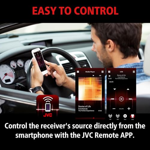 JVC KD-SX27BT Car Stereo with Bluetooth, 100W Digital Media Receiver, 1.5A USB, Single DIN Head Unit with AM/FM Radio & AUX-in, iOS/Android JVC Remote App, 13-Band EQ, Dual Phone Connection - style: Single DIN Car Stereo