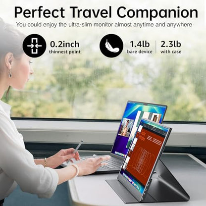 VisionOwl Portable Monitor 15.6 Inch 1080P FHD 85% sRGB Second Screen, USB-C HDMI HDR FreeSync Travel Monitor for Laptop MacBook PC PS5 Xbox, VESA Mountable, with Speakers, Cover Stand, Black - size: 15.6 inches