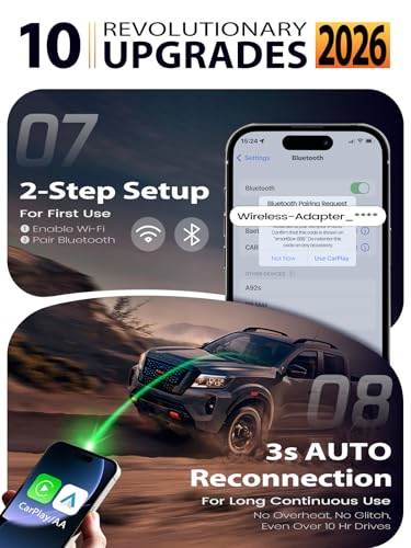 Wireless CarPlay Adapter & Android Auto Adapter, One-Click User Switch, Fast & Stable, Converts Wired to Wireless, Stable Connection Car Play Dongle for iOS 10+ / Android 11+ (Purple) - color: purple