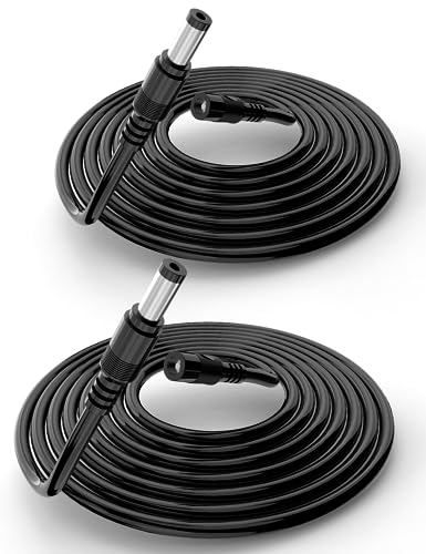 Tonton 2 Pack 6.6FT 2M DC Power Extension Cable 5.5 mm x 2.1 mm 5521 Male to Female 12V DC Adapter Cord Compatible with CCTV Security IP Camera,Survelliance DVR Standalone,LED Strip,Monitors(Black) - color: Black, size: 6.6 ft (2 Pack)