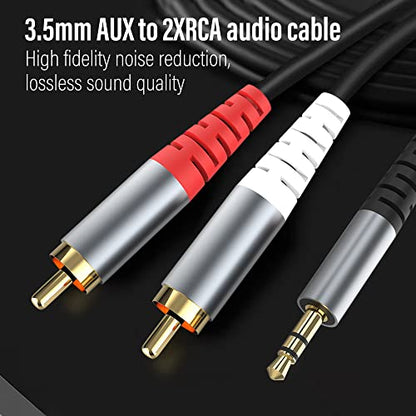 HIEbee RCA to 3.5mm AUX Cable, (1.5M/4.9Feet) 3.5mm 1/8 to RCA 2-Male Headphone Jack Adapter Y Splitter Premium Stereo Audio Cord for Smartphones, Tablets, HDTV,or MP3 Players, Speakers - size: RCA cable--1.5M