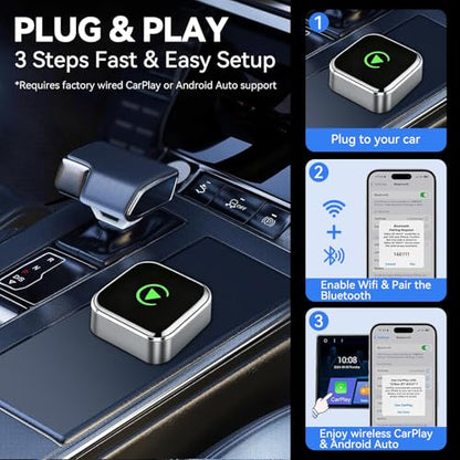 2026 Wireless CarPlay Adapter for iPhone and Android Auto Bluetooth