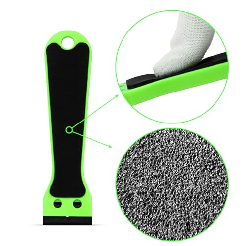 EHDIS 2pcs Plastic Razor Scraper 6-inch Long Handle Adhesive Remover Tool with 100 Double-Edge Blades for Window Tint Vinyl Scraper Decal Sticker Glue Remove (‌Neon-Green) - color: ‌neon-green