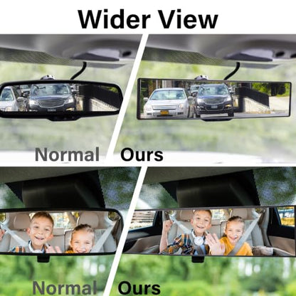 Rear View Mirror, Universal 11.4 Inch Interior Extended Rear View Mirror - color: White