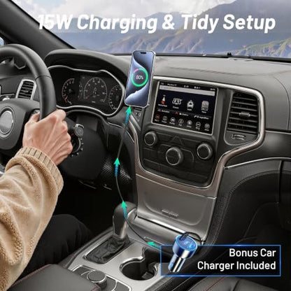 Phone Mount for Jeep Grand Cherokee (2014-2017 2018),Magnetic Phone Holder,Magsafe Car Mount Charger,Dashboard Phone Holder with Car Adapter,15W Wireless Charging for iPhone & Android,Car Accessories - size: Jeep Grand Cherokee | 2014-2018