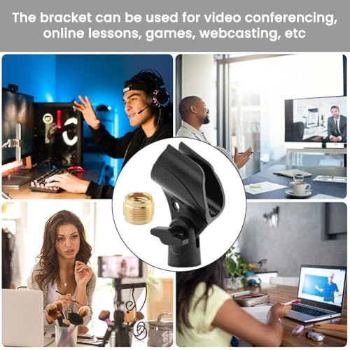 2 Pcs Microphone Clip, Adjustable Mic Clips for Stands With 5/8" to 3/8" Copper Screws, Flexible Mic Adapter Desk Universal Microphone Stand Adaptor(COLOR:black)