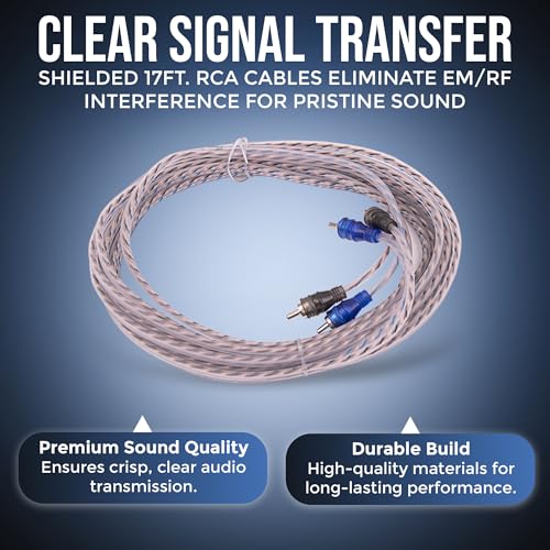 Elite Audio Entry Series Full Amplifier Install Kit - 2000W Max Power, 4-Gauge Power & Ground, Mini ANL Fuse & Holder, 17ft 2-Ch RCA Cable, 16-Gauge Speaker Wire (Model: EA-OB04G) - style: 2000W
