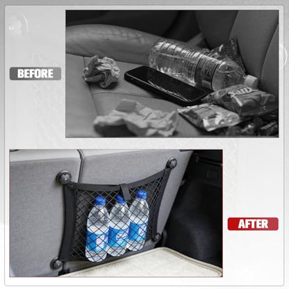 Mesh Netting Car Pouch, 2PCS 9.84" × 13.78" Stretchable Vehicle Storage Net Bag with Mounting Screws, Automotive Interior Mesh Pouch Organizer, Universal for Automobile RV Truck - size: 9.84 × 13.78 inches