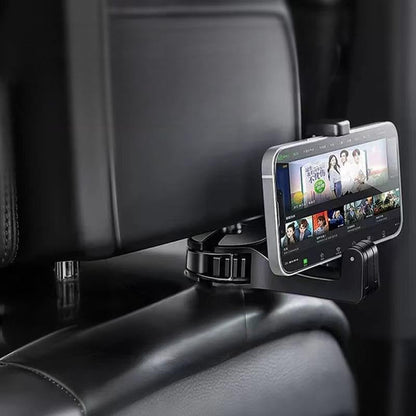 Generic 2-in-1 Car Seat Hooks with Phone Holder, Universal Fit, 2 Count, 33 lbs Capacity Each, Compatible with Car (Headrest), PORTABLE ELECTRONIC DEVICE MOUNT - color: Black, size: Seat Stand