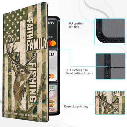 Car Registration and Insurance Card Holder Wallet, Deer Hunting Fishing Faith Vehicle Document Organizer for Glove Box, Auto License & ID Card Holder Case, Slim Multi-Slot Car Paper Organizer - color: Deer Hunting Fishing Faith