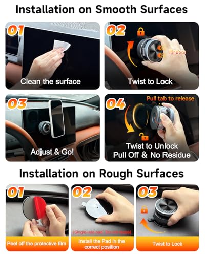 for MagSafe Car Mount Charger, 15W Fast Charging Magnetic Wireless Car Charger, Vacuum Magnetic Phone Holder [120LBS Ultra Suction Cup & 3800gf Magnet ] 780° Dashboard Car Bracket for iPhone & Android