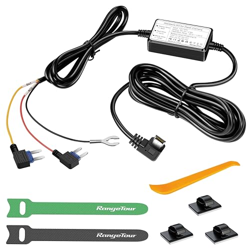 Hardwire Kit for Dash Cam, 4m/13.12ft 12V-24V to 5V 2.5A Car Dash Camera Charger Power Cord Mini USB Hard Wire Kit Fuse for Dashcam Suitable for Car Truck SUVs, 3-core ACS Mini-Type Fuse - size: Mini USB