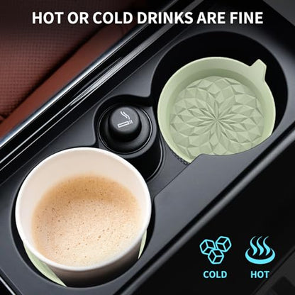 ME.FAN Car Cup Coasters [4 Pack] Silicone Cars Coasters - Universal Non-Slip Recessed Interior Accessories - Cup Holder Inserts Desert Sage - color: 4pack-desert Sage