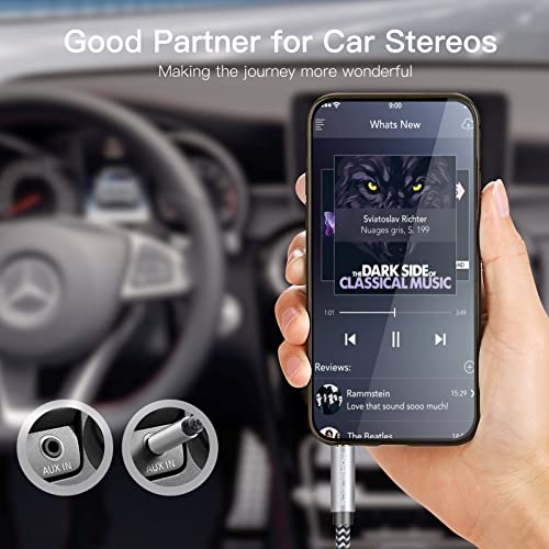 Aux Cord 25ft, 3.5mm Audio Cable - Nylon Braided 3.5mm Male to Male AUX Cable Cord for Car, Headphones, Home Stereos, Speaker - size: 25ft
