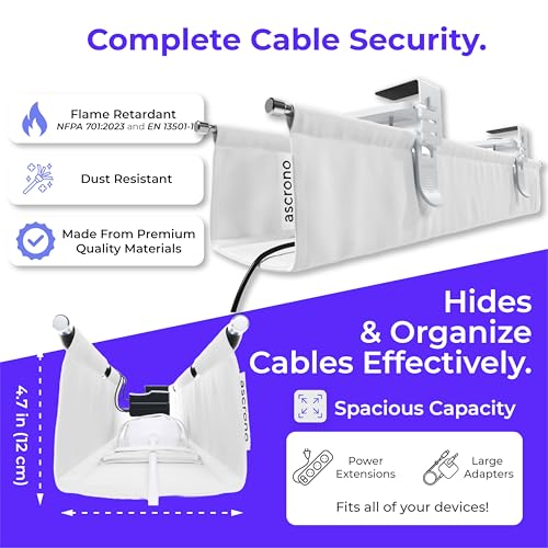 Ascrono Original Under Desk Cable Management Tray, White, 40.6" - color: White, size: Large (40.6 in)