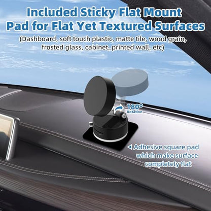 Vacuum Magnetic Phone Holder with Metal Ring Compatible with iPhone 17 All Phone, Portable Universal Collapsible Magnetic Phone Stand for Gym, Car Mount with Windshield Suction Cup - color: Black
