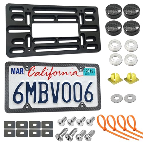 ZXFOOG Front License Plate Mounting Kit, Bumper Plate Bracket Holder - color: Carbon fiber frame