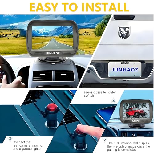 Car Rear View Camera, Backup Camera for Car, Trucks, SUVs, Pickup, 4.3-inch IPS Monitor, Night Vision, DIY Guide Lines, Front/Rear Camera Switch,IP69 Waterproof K4301