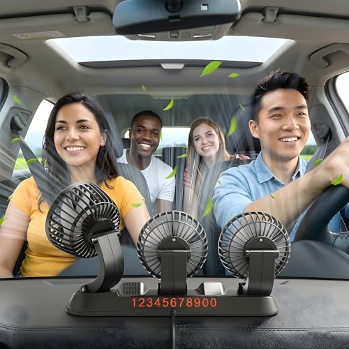 USB Triple Head Car Cooling Fan, 5V Brushless Motor, 2 Speeds, 360° Rotation, Dashboard Mount, for Cars, SUVs, Trucks, RVs & Desk Use - color: three heads-5V