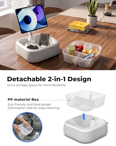 Viozon Kindle Stand Holder, Tablet Phone Holder, 2-in-1 EPP Foam Floating Bathtub Caddy with Detachable Snack Bowl, 360° Mount for Bed/Sofa, Compatible with iPad iPhone Kindle 4.7-13" Devices