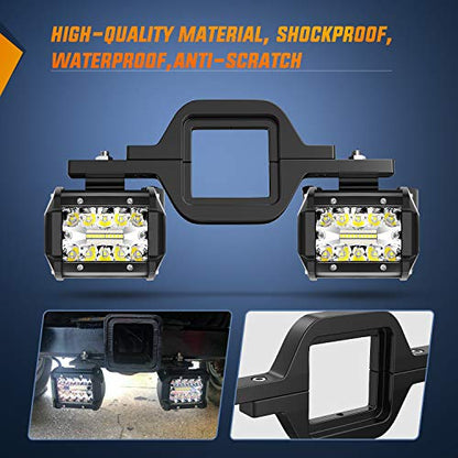 Nilight 2 Pcs 4 Inch 60W Led Pods with 2 Inch Tow Hitch Mounting Brackets Backup Reverse Lights Rear Light Bar for Pickup ATV SUV Truck Trailer Boat - color: Led Pods + 2" tow hitch