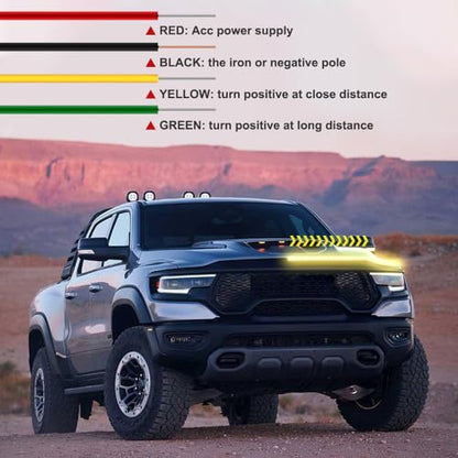 Flexible 59 Inch LED Strip Lights - Waterproof Car Hood Daytime Running Light Strip with Turn Signal for Trucks, Cars (White) - color: yellow/white, size: 59 Inch
