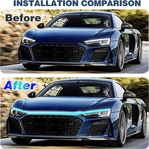Car Hood Light Strip, 70 Inch LED Bonnet for Cars, SUVs, Trucks, Ice Blue - color: Ice Blue, size: 70 Inches