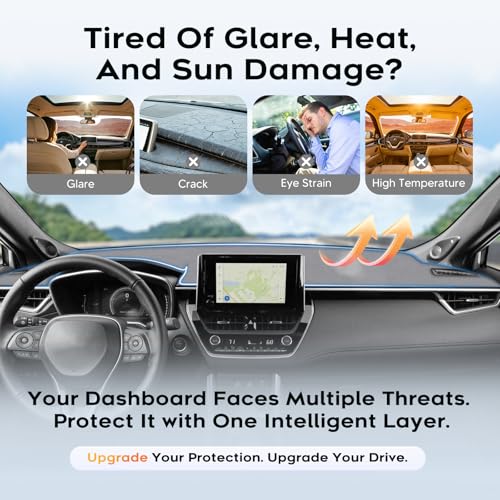 Sunsdrew Upgraded Gray Dashboard Cover for 2019-2026 Toyota Corolla Accessories,Dash Cover Mat Carpet Sunshade Pad UV Protection Anti-Glare Non-Slip - size: 19+Corolla Dash Cover(Gray)