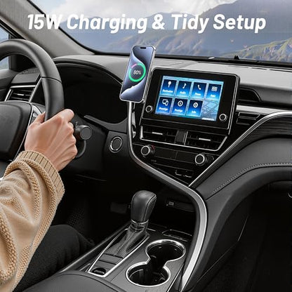 Car Phone Holder for Toyota Camry (2021-2023 2024), MagSafe Car Mount Charger, Magnetic Phone Holder, 15W Wireless Charging, Dashboard Phone Holder, 360° & Hands Free, 2022 Camry Interior Accessories - size: Toyota Camry | 2021-2024