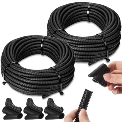 Sasylvia 1" x 60ft Split Wire Loom Tubing with Installation Tool Wire Loom Assortment Split Cable Sleeves Bulk Flexible Electrical Conduit Protective Kit - size: 1"-60ft