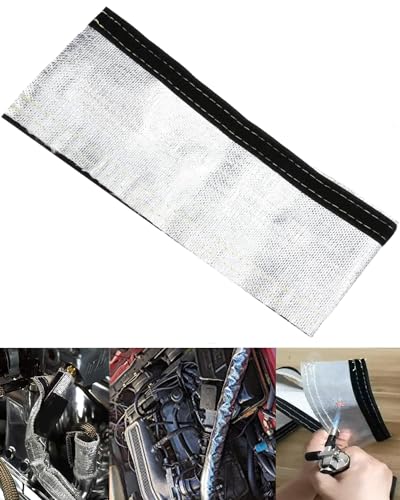 Heat Shroud Sleeve Aluminized Sleeving - 3/4" I.D.x 3.3FT Wrap Around Heat Shield Sleeve, High-Temp Wire Cover, Reflective Fiberglass Tubing for Fuel Line, Wiring Harness - size: 3/4''I.D. - 3.3FT