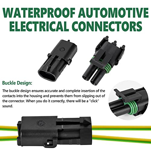 Kikerike 286Pcs 25 Kits Waterproof Automotive Electrical Connectors 2 Male&Female Pin 22-14AWG Wire Harness Spark Plug Connector Terminals Plug Kit Car - size: 25 Kits 22-14AWG 2 Pin