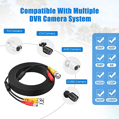 EKYLIN 32FT 10M 2-in-1 BNC 비디오 및 전원 DC 연장 케이블 CCTV 보안 카메라 홈 감시 폐쇄 회로 TV 시스템용 - size: 32 ft
