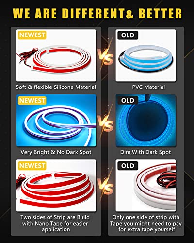 YM E-Bright LED Hood Light Strip, 59in Ice Blue Dynamic Scan DRL 12V 1Set - color: Dynamic Ice Blue, size: 59 inches