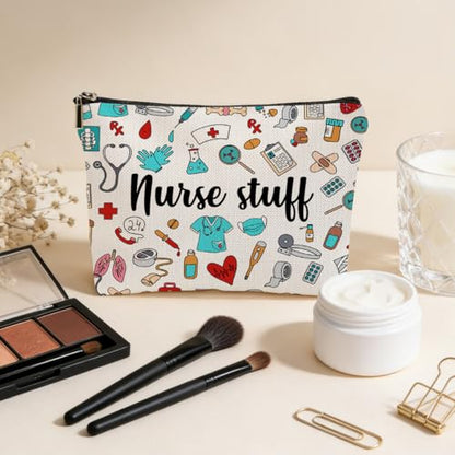 JIUWEIHU Nurse Makeup Bag, Nurses Gifts Cosmetic Bags Travel Organizer Bag - color: Multicolor 0072