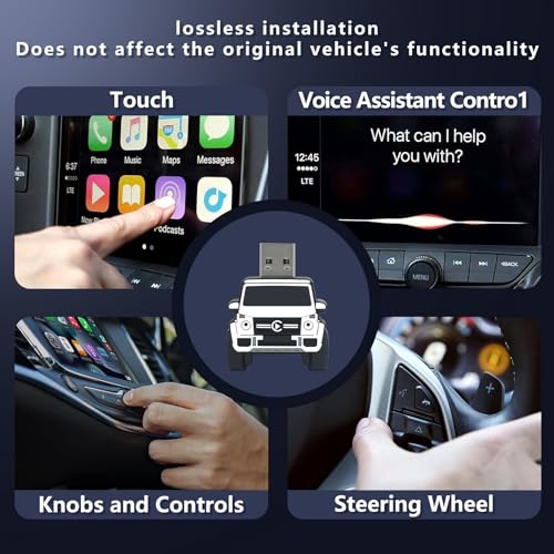 Wireless CarPlay Adapter for iPhone - for Daily Commute & Road Trip, No App Needed, Plug & Play Convert Wired to Wireless, Ultra-Compact 4x4 SUV Design with Low Latency - White - color: White