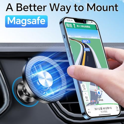 Romuto for MagSafe Car Mount【20 Strong Magnets】 Magnetic Phone Holder for Car Dashboard【360°Rotation】 Car Phone Holder Mount for iPhone 16 Pro Max 15 14 13 12 Plus soporte de telefono para carro