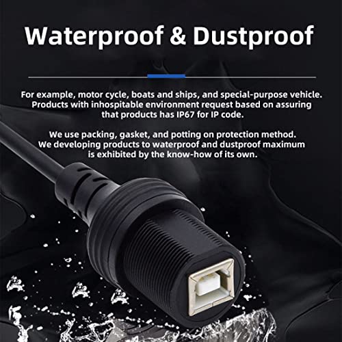 chenyang USB 2.0 Type B Printer Scanner Flush Mount Male to Female Extension Cable for Car Dashboard Panel Mount Waterproof Dustproof - style: USB 2.0 Type B