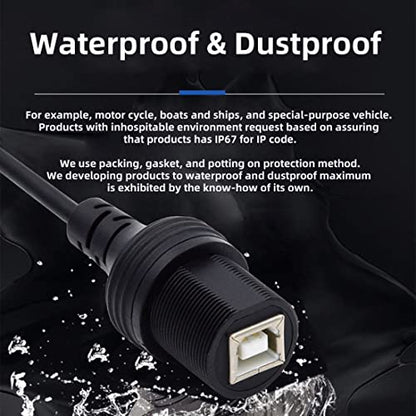 chenyang USB 2.0 Type B Printer Scanner Flush Mount Male to Female Extension Cable for Car Dashboard Panel Mount Waterproof Dustproof - style: USB 2.0 Type B