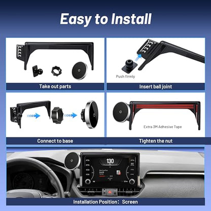 Phone Holder for Toyota RAV4 2019-2025 7"/8" Screen, Custom Fit Screen Mount, 15W Wireless Charging, MagSafe Magnetic Phone Holder for iPhone & Android, 360° Adjustable Hands-Free Navigation Stand - size: Toyota RAV4 | 2019-2025