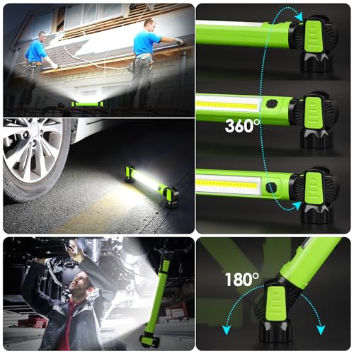 Ropelux Mechanic Work Light Bar with 2500LM 5200mAh Battery, Green 3 Pcs - color: Green