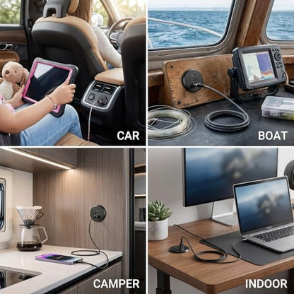 4PCS 90W All-Aluminum RV USB Outlet 12V/24V 3 Ports Recessed Mount - color: Black, size: 4P