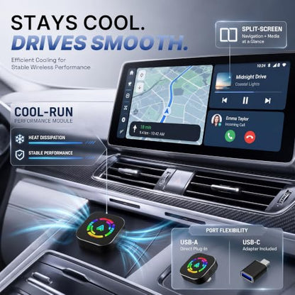 2-in1 Wireless CarPlay Adapter for Apple CarPlay & Android Auto - color: Multicolor