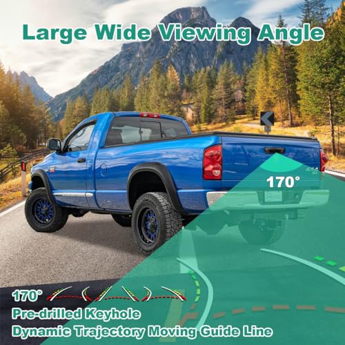 Tailgate Handle Reverse Backup Camera Replacement for Dodge Ram 2002-2008 Ram 1500, 2500, 3500, GreenYi AHD 720P Pickup Rear View Parking Camera with Trajectory Guideline
