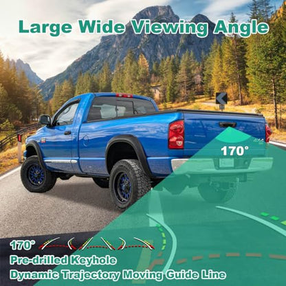 Tailgate Handle Reverse Backup Camera Replacement for Dodge Ram 2002-2008 Ram 1500, 2500, 3500, GreenYi AHD 720P Pickup Rear View Parking Camera with Trajectory Guideline
